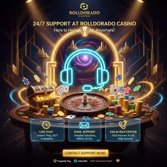 24/7 Support at RollDorado Casino – Always Here When You Need Us ❤️✨